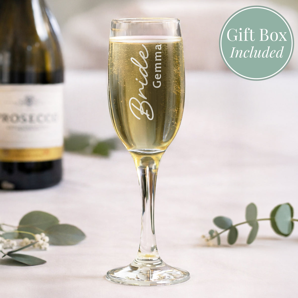 Personalised Bride Elegant Flute Glass