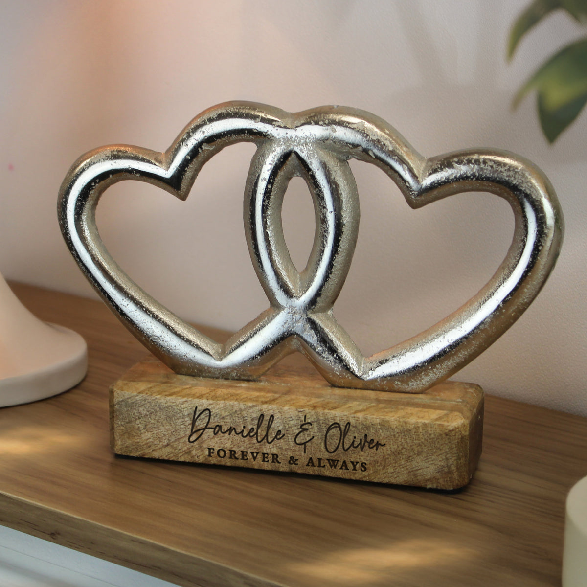 Personalised Two Lines Double Heart Ornament