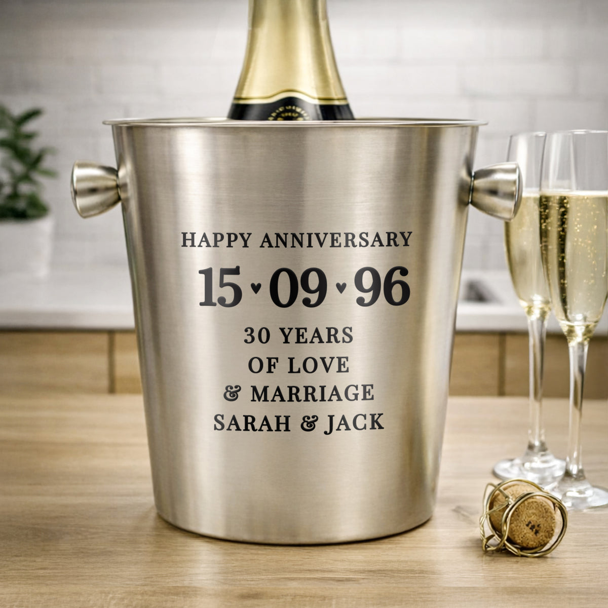 Personalised Big Date Stainless Steel Ice Bucket