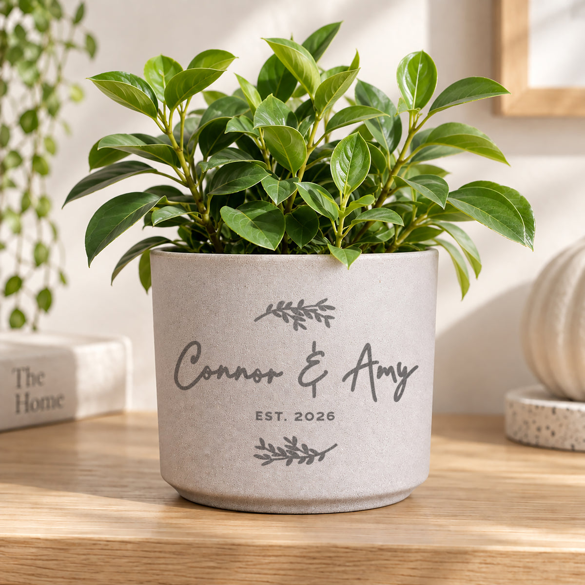 Personalised Botanical Flecked Plant Pot