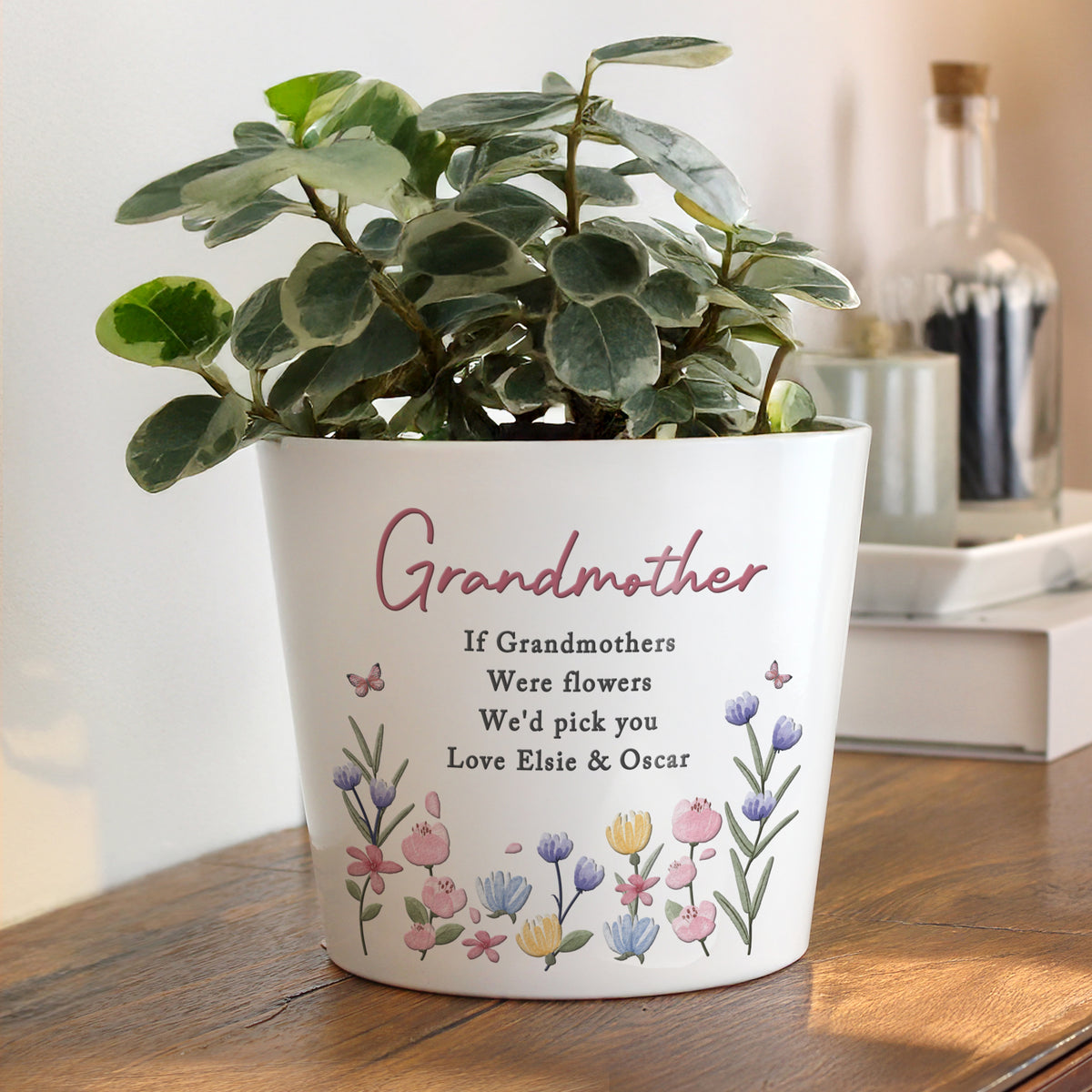 Personalised Pretty Floral Large Plant Pot