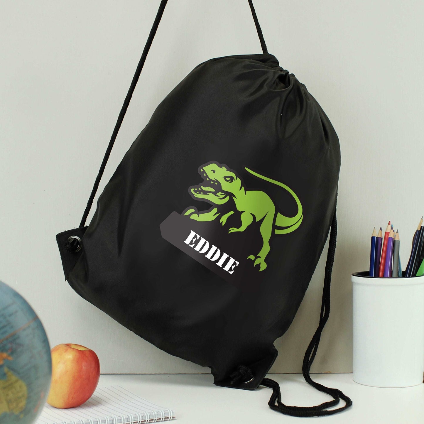 Dinosaur Black Kit Bag Personalised