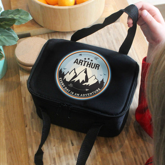 Adventure Black Lunch Bag Personalised 