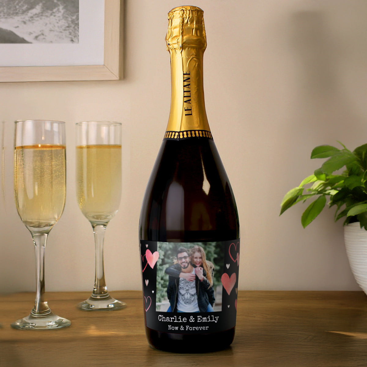 Personalised Photo Upload Heart Prosecco