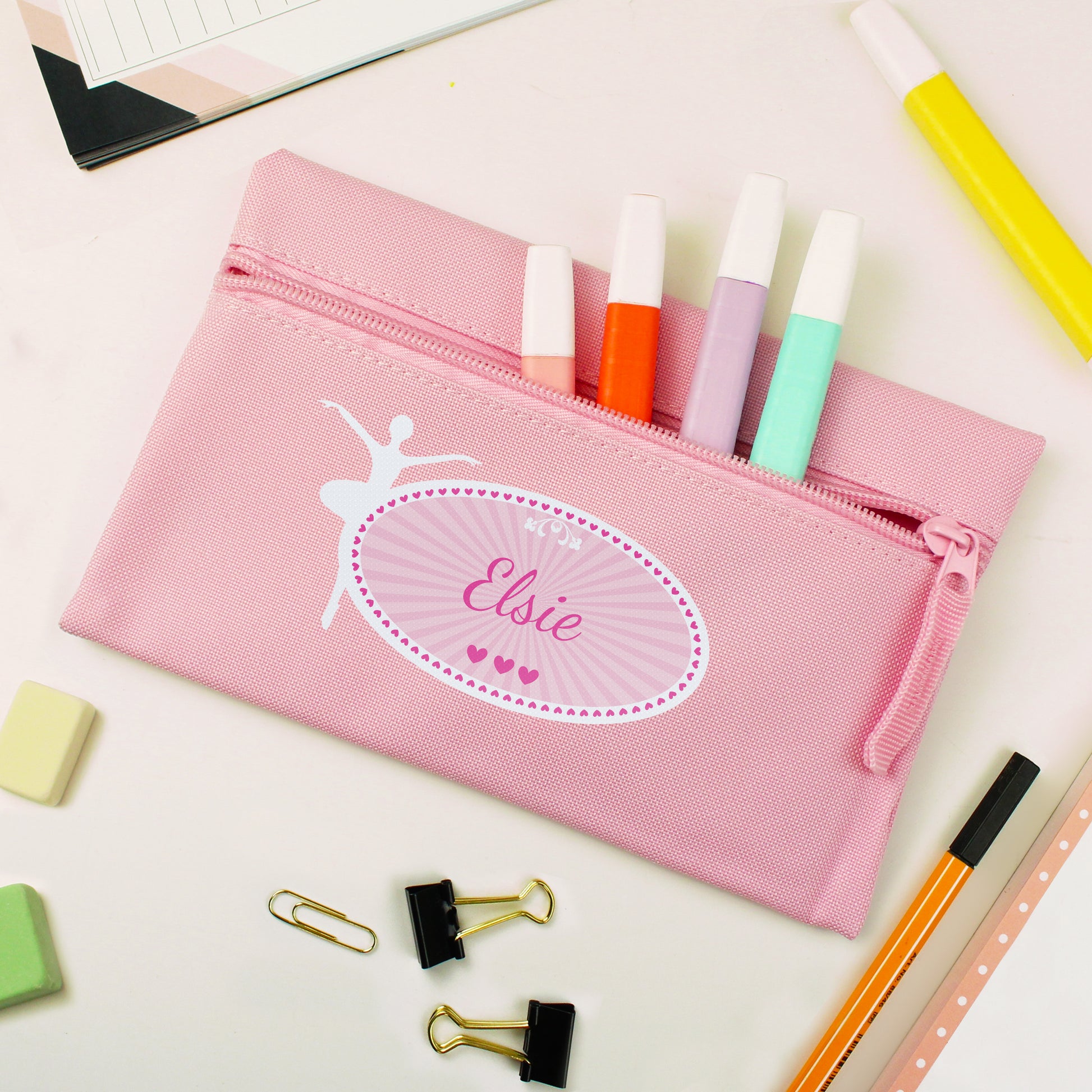 Pink personalised Ballerina pencil case