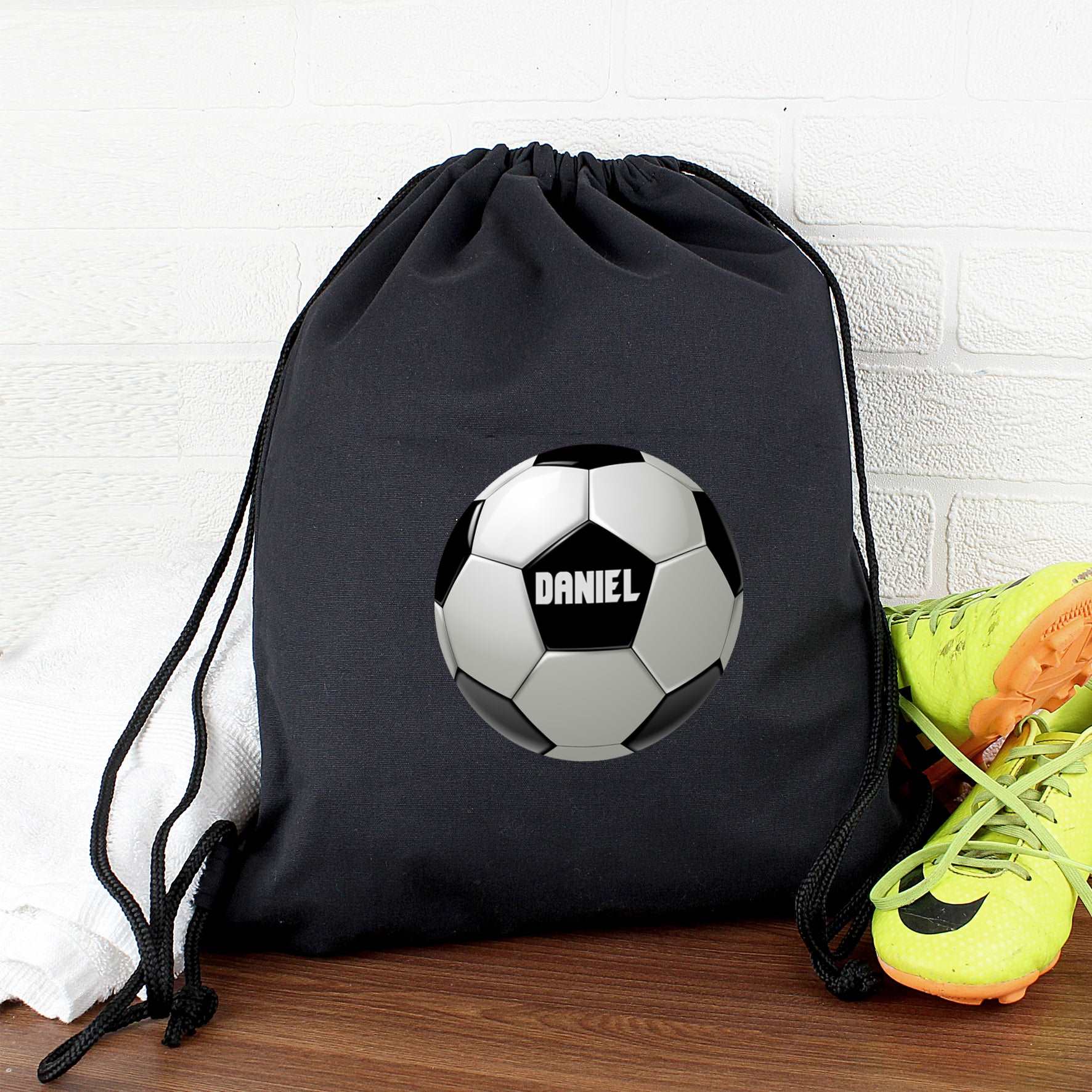 Football Black Swim & Kit Personalised Bag