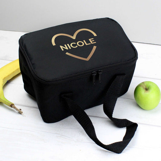 Gold Heart Black Lunch Bag By Sweetlea Gifts