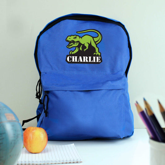 Dinosaur Blue Backpack Personalised
