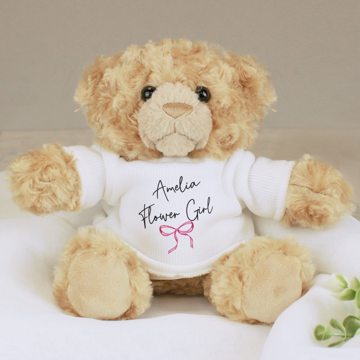 Personalised Bow Flower Girl Bear