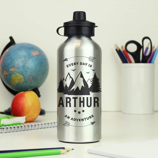 Adventure Silver Drinks Bottle Personalised