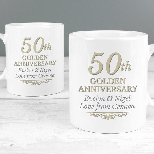 50th Golden Anniversary Personalised Mug Set