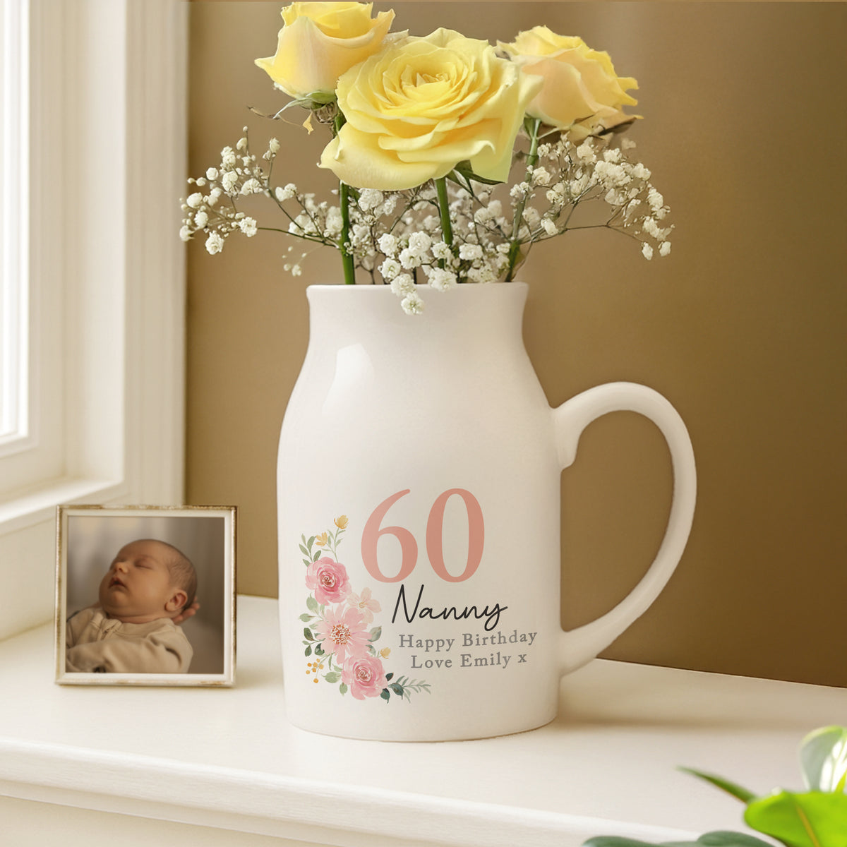 Personalised Floral Birthday Jug Vase