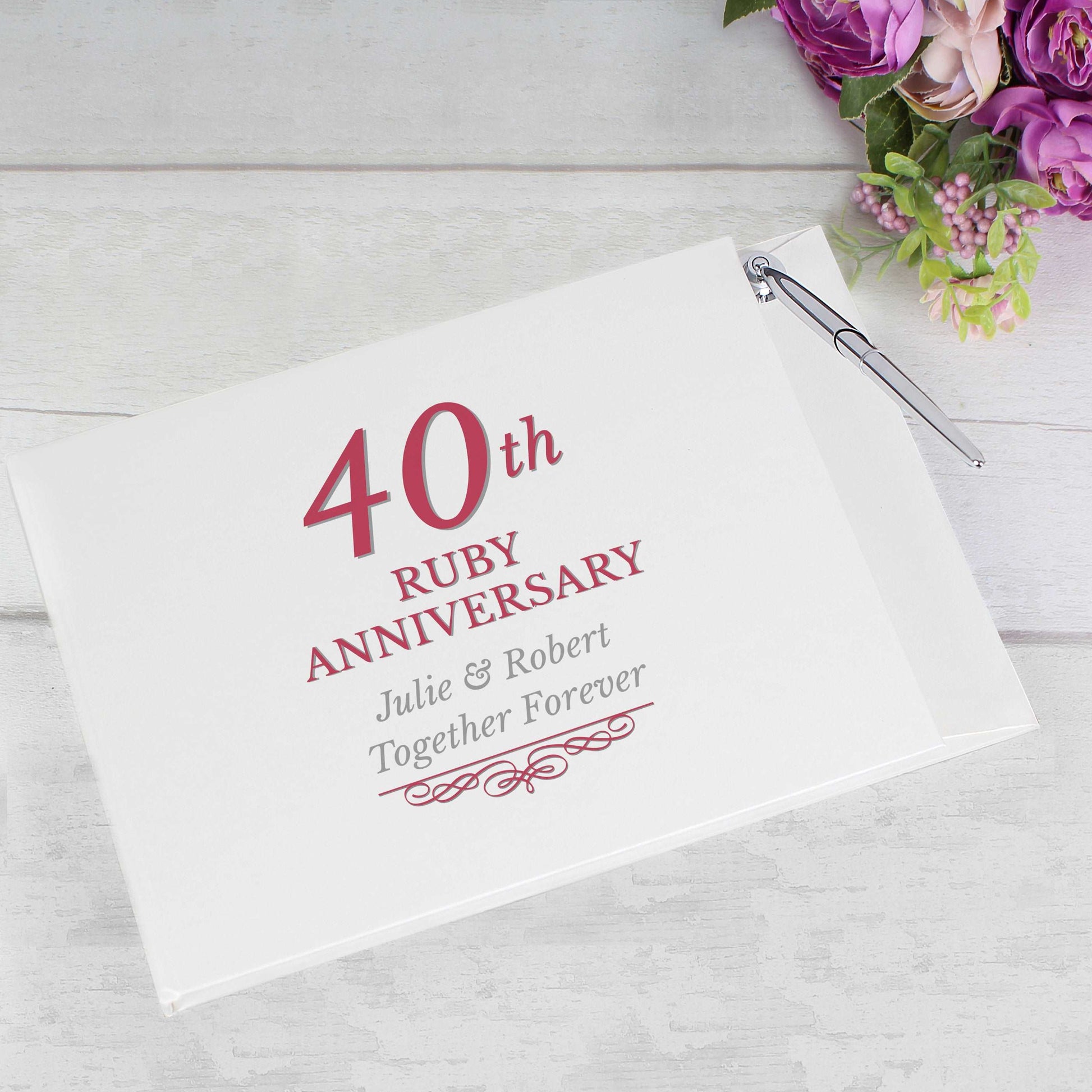 40th wedding anniversary guest book and pen Personalised  By Sweetlea Gifts