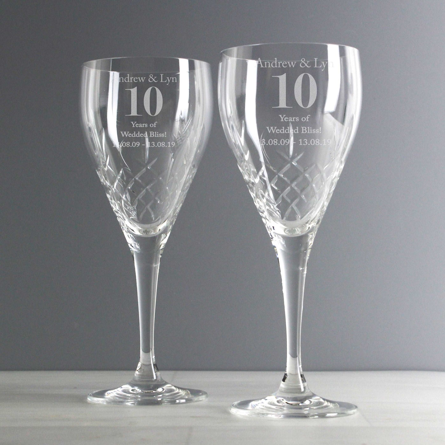 Pair of personalised Crystal wine glasses