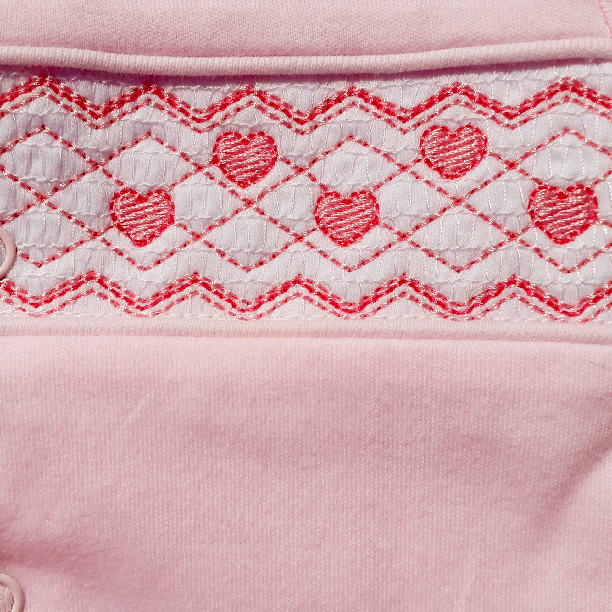 pink smocked heart design