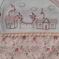 Baby girls pink and white cotton jacket with house mountain and clouds print