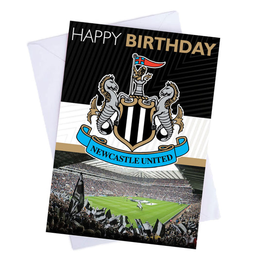 Vibrant gloss finish birthday card with a large Newcastle crest