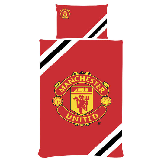 Striking core stripe design reversible duvet cover with large club crest