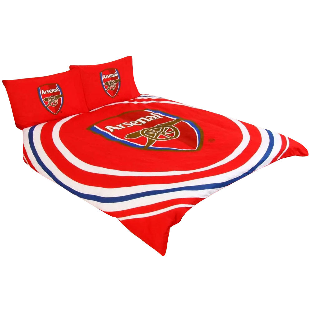 Striking pulse design reversible duvet cover with a large club crest in the centre 