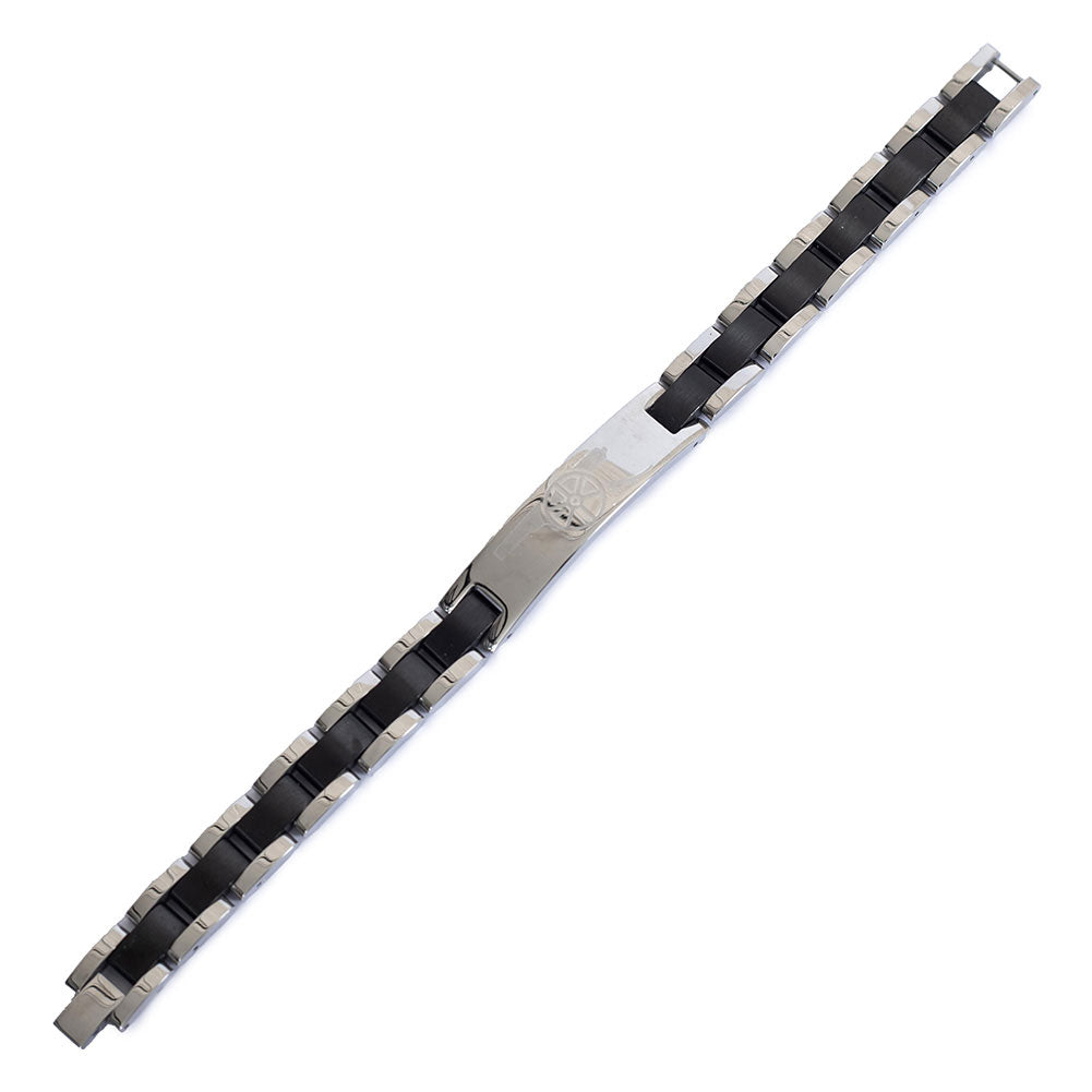 Contrast design stainless steel link bracelet