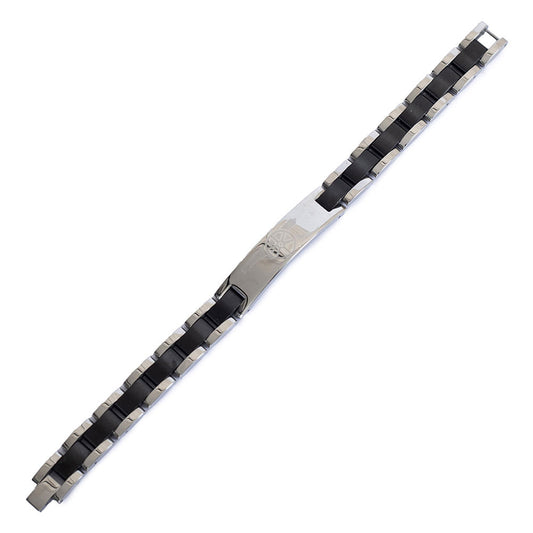 Contrast design stainless steel link bracelet