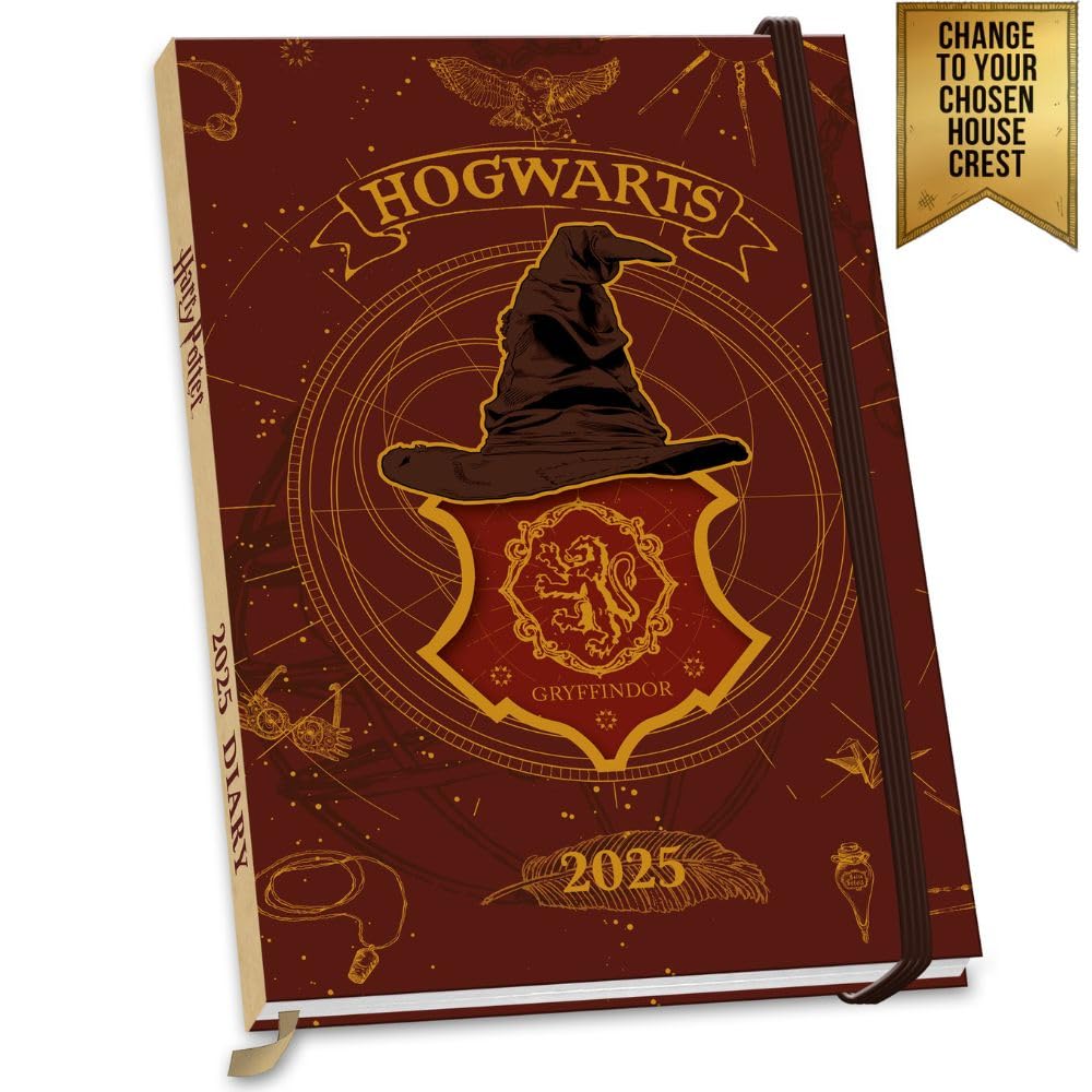 Hardback 2025 week to view diary, Quirky Hogwarts diary featuring images and quotes from these unique movies