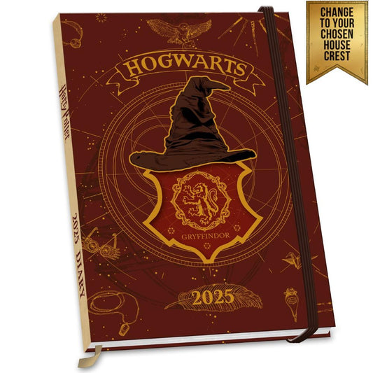 Hardback 2025 week to view diary, Quirky Hogwarts diary featuring images and quotes from these unique movies