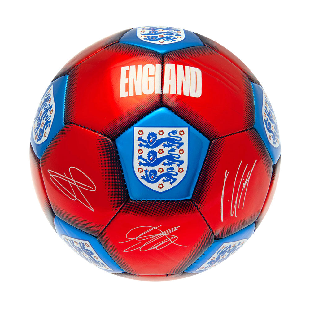 Striking red and blue metallic finish football