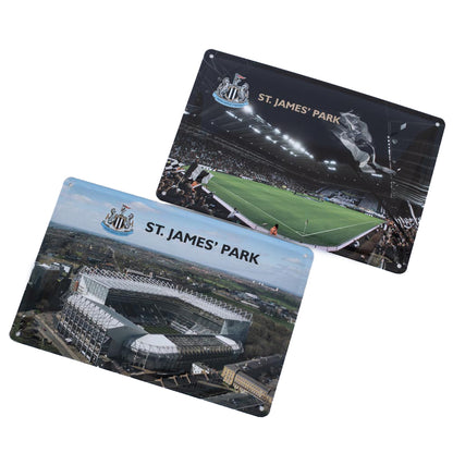 Pair of deluxe metal photo signs both including a full colour Newcastle United FC crest 