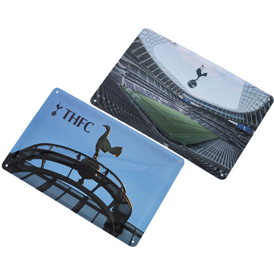 Pair of deluxe metal photo signs both including a Tottenham Hotspur FC crest 