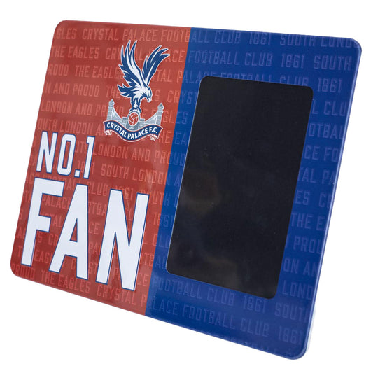 Sturdy metal photo frame sign featuring the Crystal Palace FC full colour crest and No.1 FAN in bold text on the bottom left