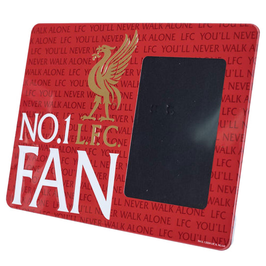 Sturdy metal photo frame sign featuring the Liverbird LFC crest and No.1 FAN in bold text on the bottom left