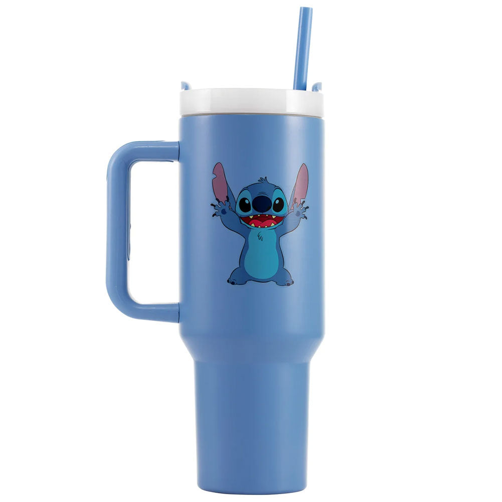 Pastel blue Stitch themed 40oz thermal tumbler, ideal for Stitch fans of all ages
