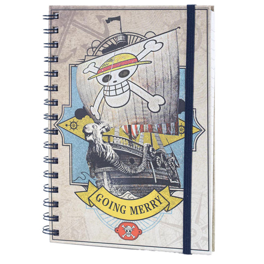 Spiral bound hardback A5 notebook, Featuring The Going Merry pirate ship