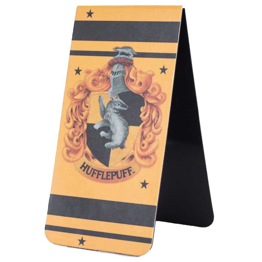 Harry Potter design magnetic bookmark, ﻿Features the colourful crest of Hufflepuff on both sides of the magnet