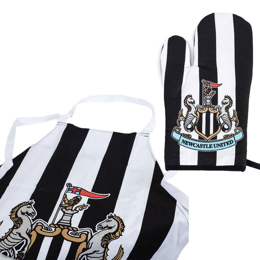 Stripe design apron and oven glove set