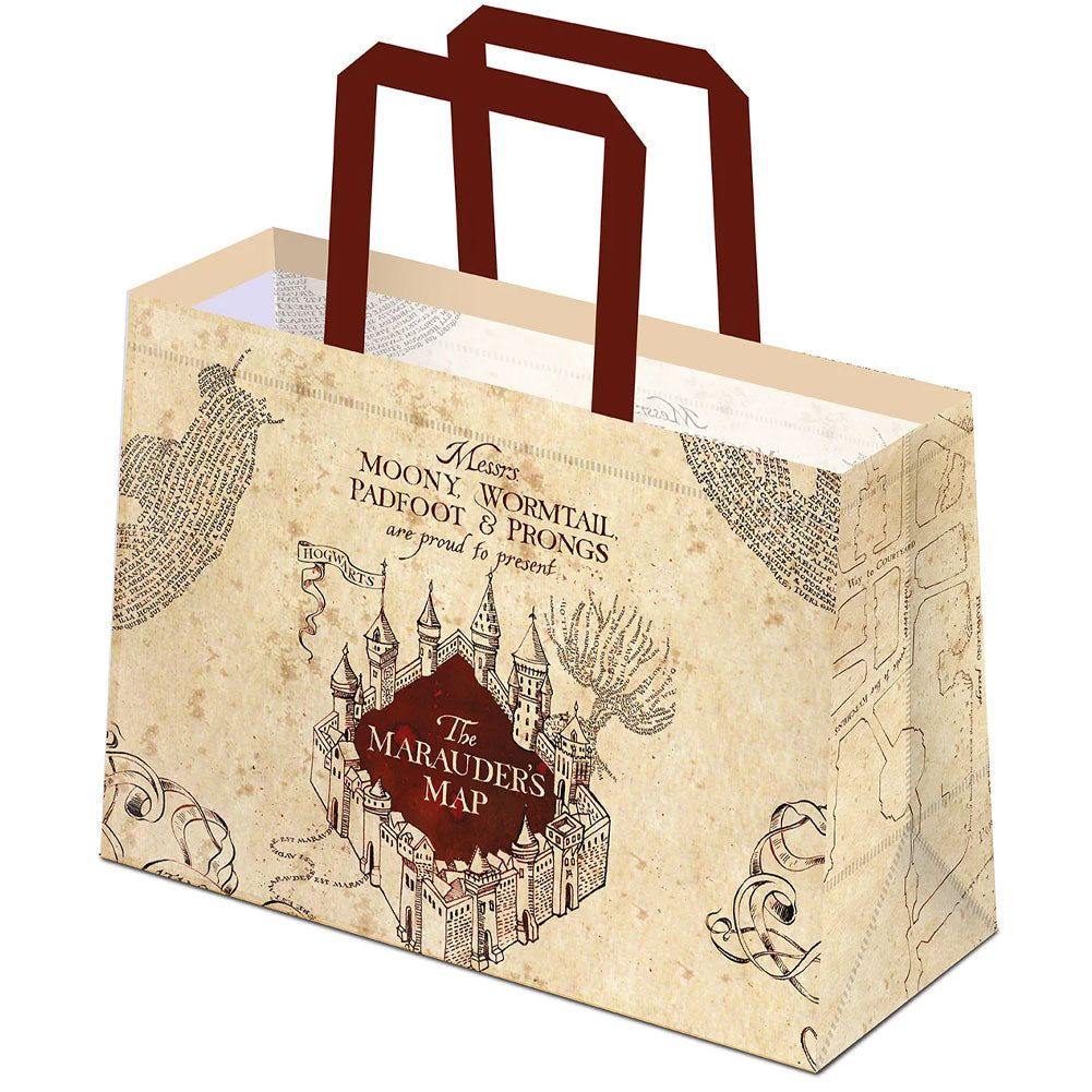 Cream reusable shopping bag featuring the Marauders Map image on both sides 