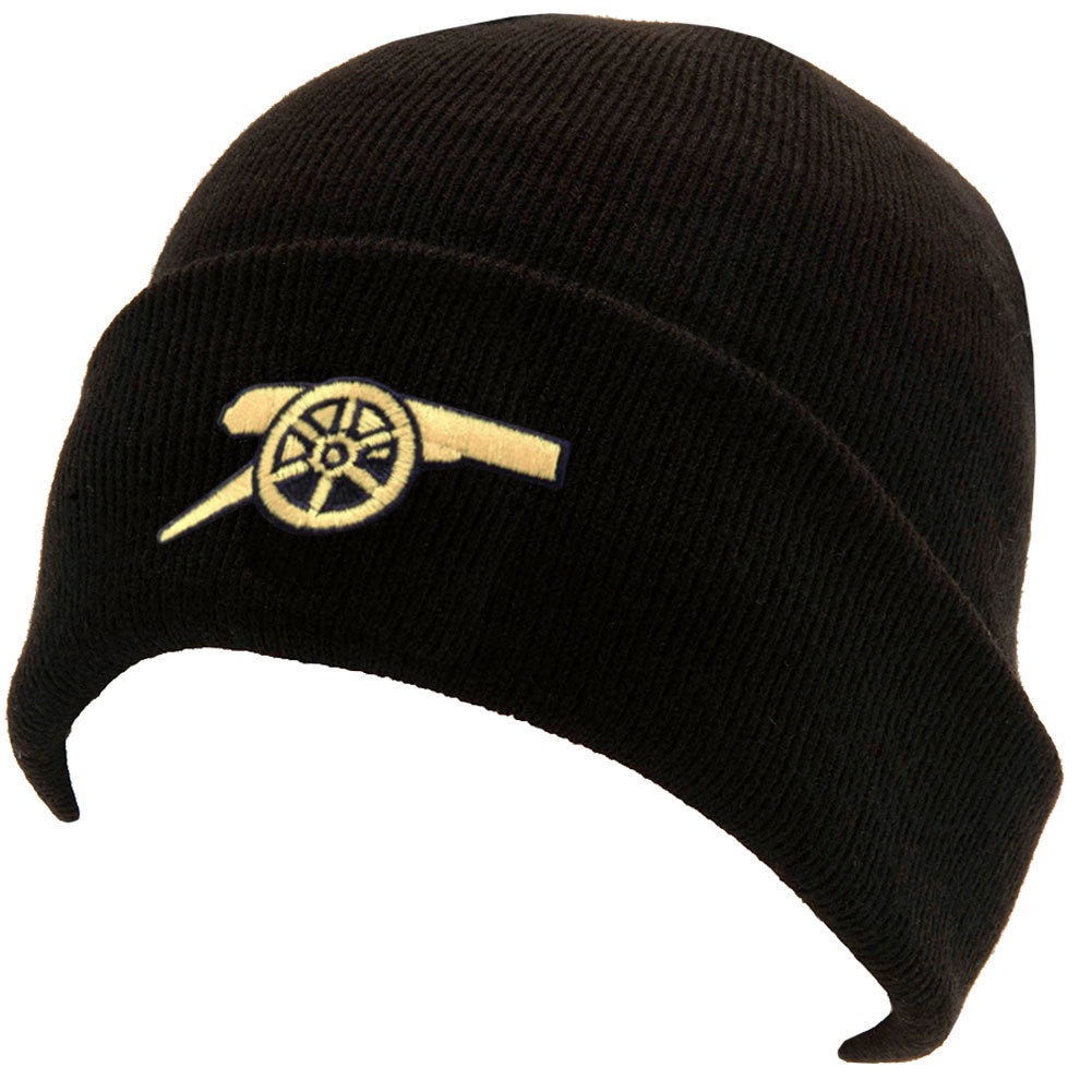Black knitted hat with turn up cuff