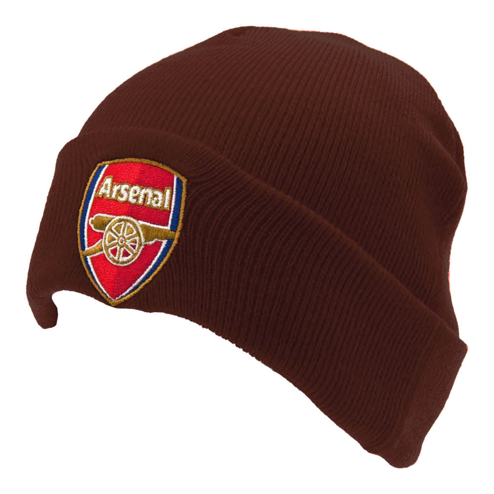 Dark maroon knitted hat with turn up cuff