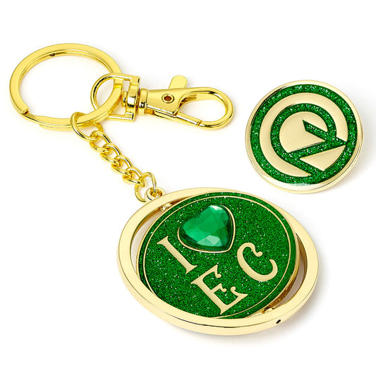 Metal die stamped charm keyring with chain and split ring