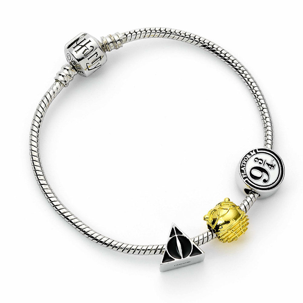 Silver Plated Charm Bracelet with three beads