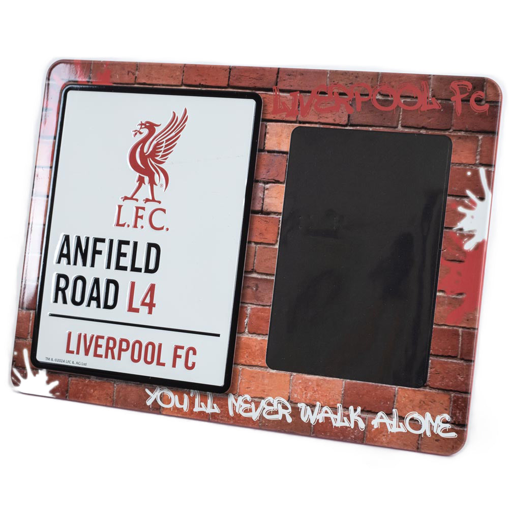 Sturdy metal photo frame sign featuring the Anfield Road sign