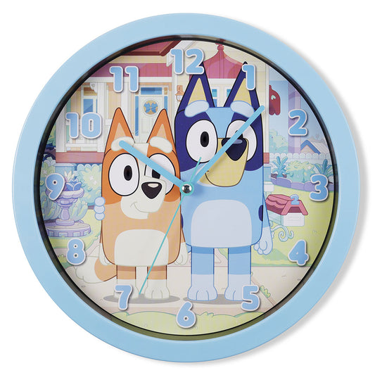 Hanging wall clock featuring Bluey and Bingo