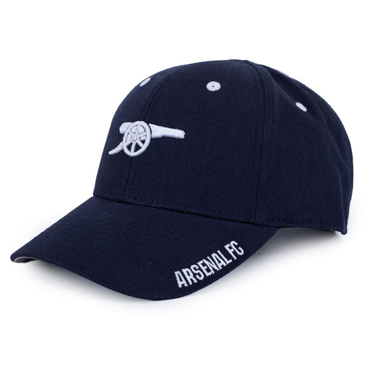 Navy curved brim cap with contrasting white eyelets and stitch detail