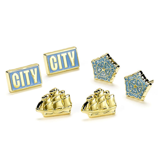 Set of hypo-allergenic gold finish earrings
