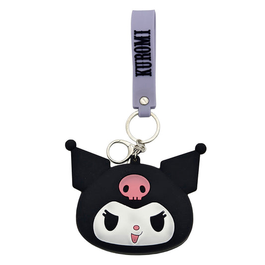 PVC Kuromi shaped coin purse with keychain