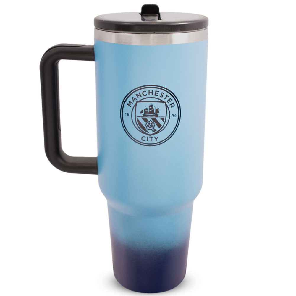 Sky blue 40oz thermal tumbler, ideal for City fans of all ages