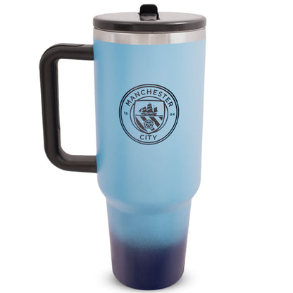 Sky blue 40oz thermal tumbler, ideal for City fans of all ages