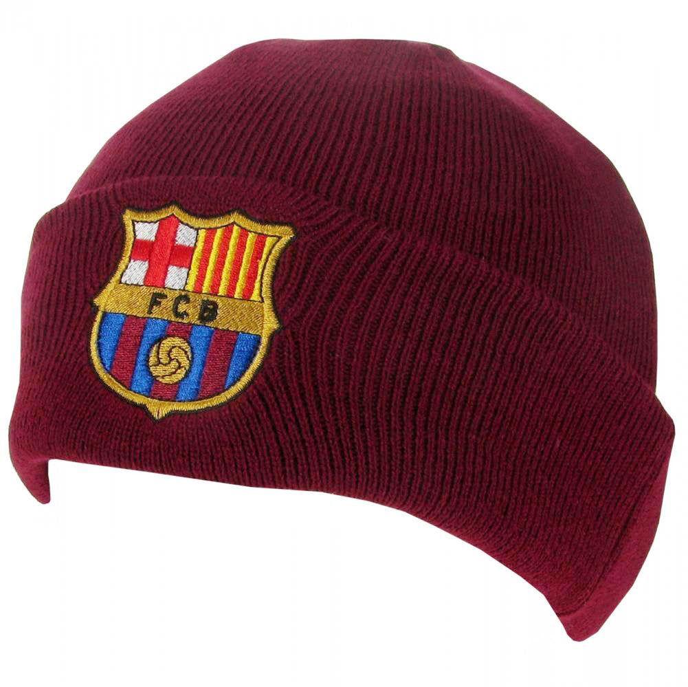 Claret knitted hat with turn up cuff