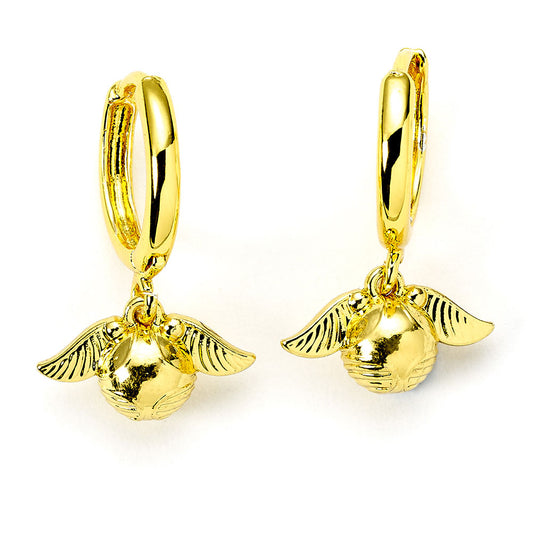 Gold plated huggy earrings with highly detailed design